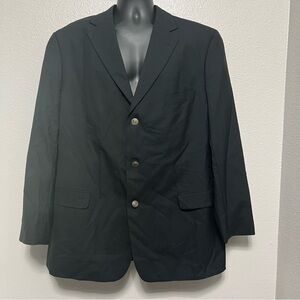 Alan Flusser Men's 46L Black Wool Blazer Sport Coat – Lined Sleeves